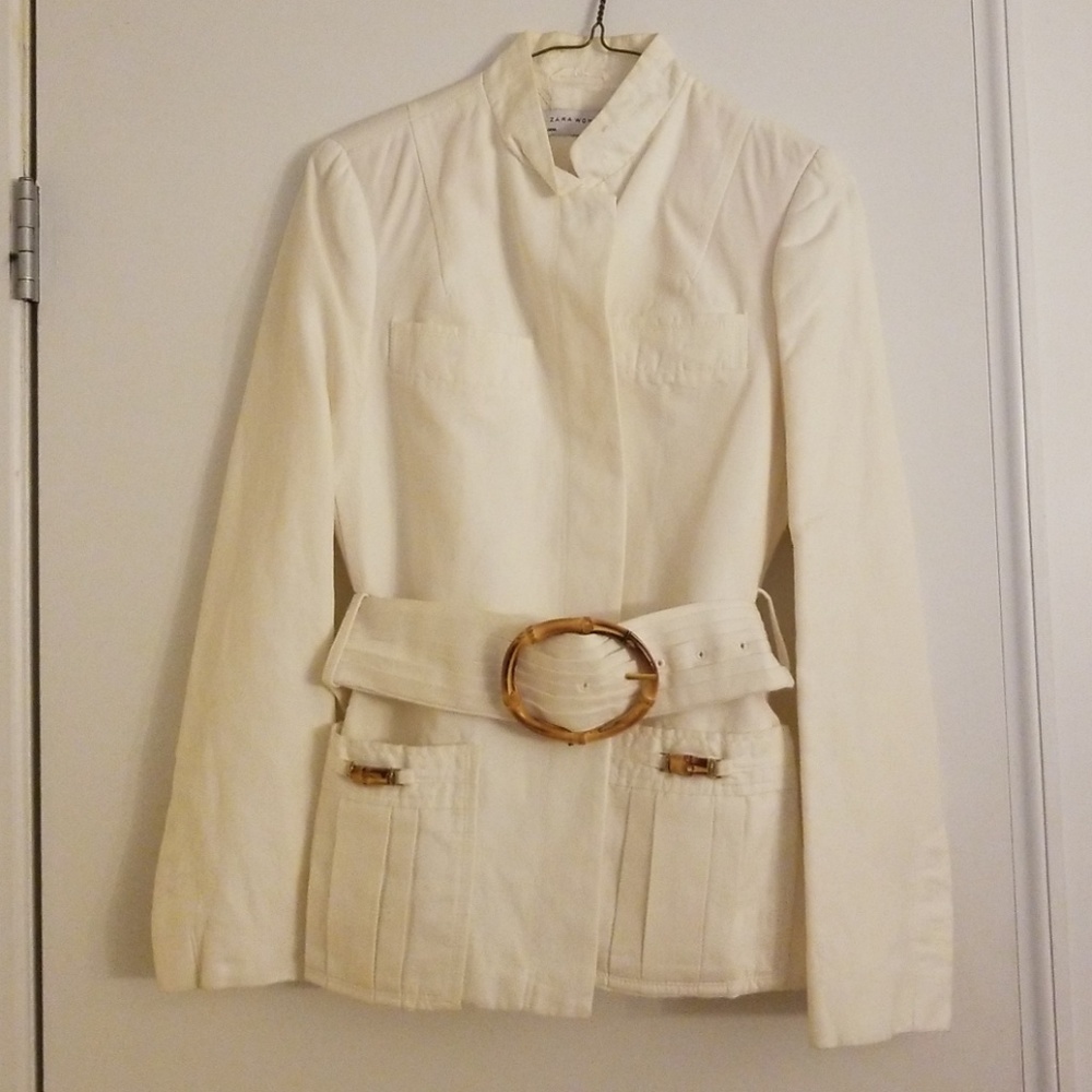 Zara Woman cream blazer with belt
